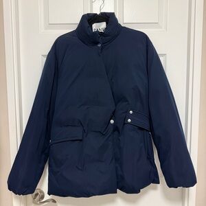 Ganni Dark Navy Puffer Coat